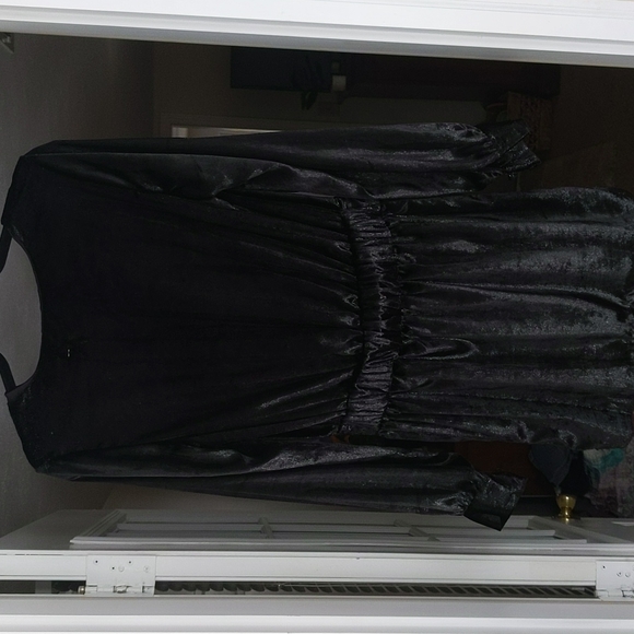 FRAME Black velvet sparkle long sleeve dress - Picture 3 of 4
